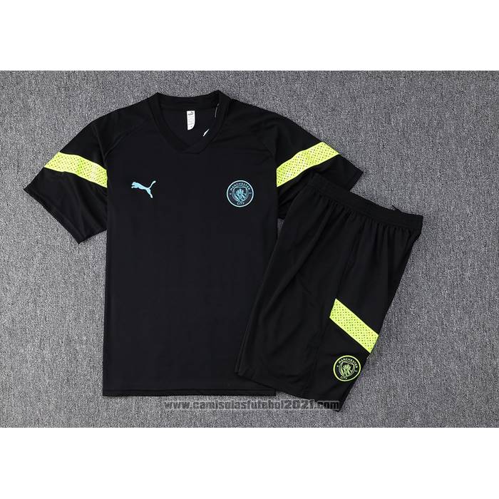 Fato de Treino Manchester City Manga Curta 2022-2023 Preto - Calcas Curta